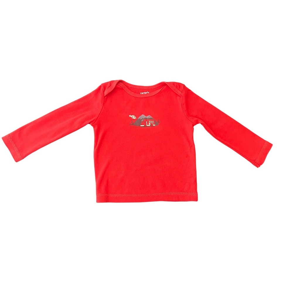 Carters Boys 18M Red Long Sleeve Fire Truck Rescue Graphic T-Shirt Cotton (1059)